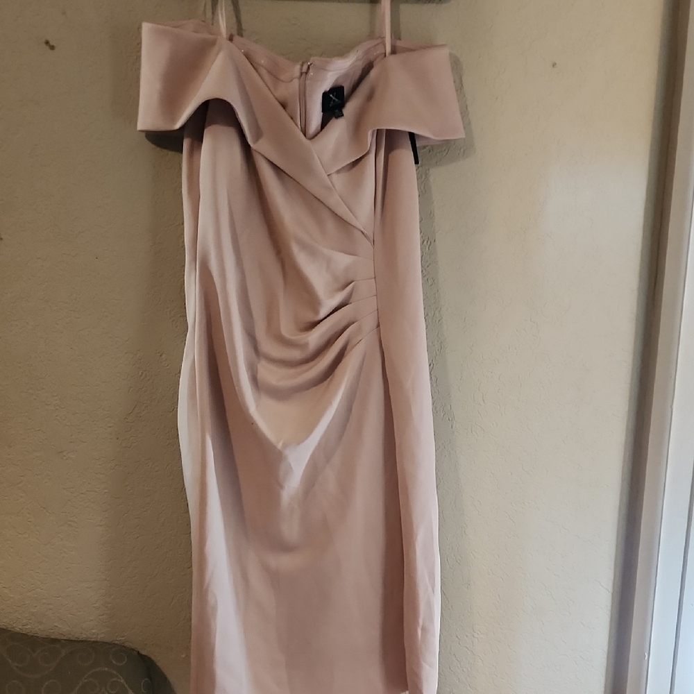 Xscape Pink Pleated Ruched Sheath Dress